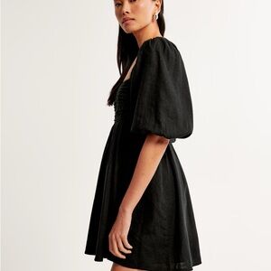 Abercrombie & Fitch Black Emerson Dress with Puff Sleeves